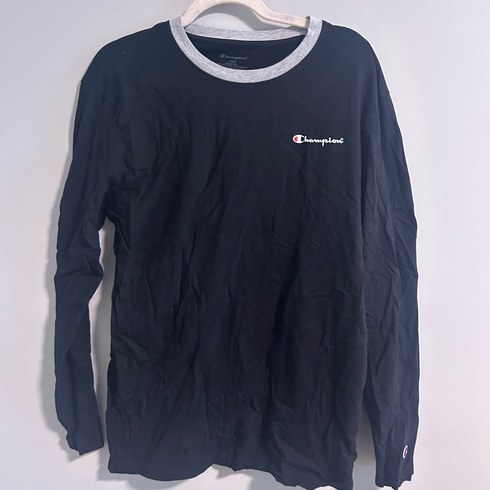 Champion Black and Gray Long Sleeve Men's Tee